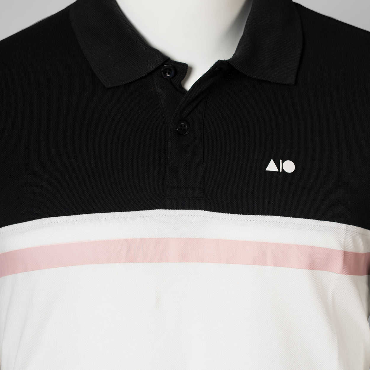 Men's Cut & Print Polo Shirt (Black & White)