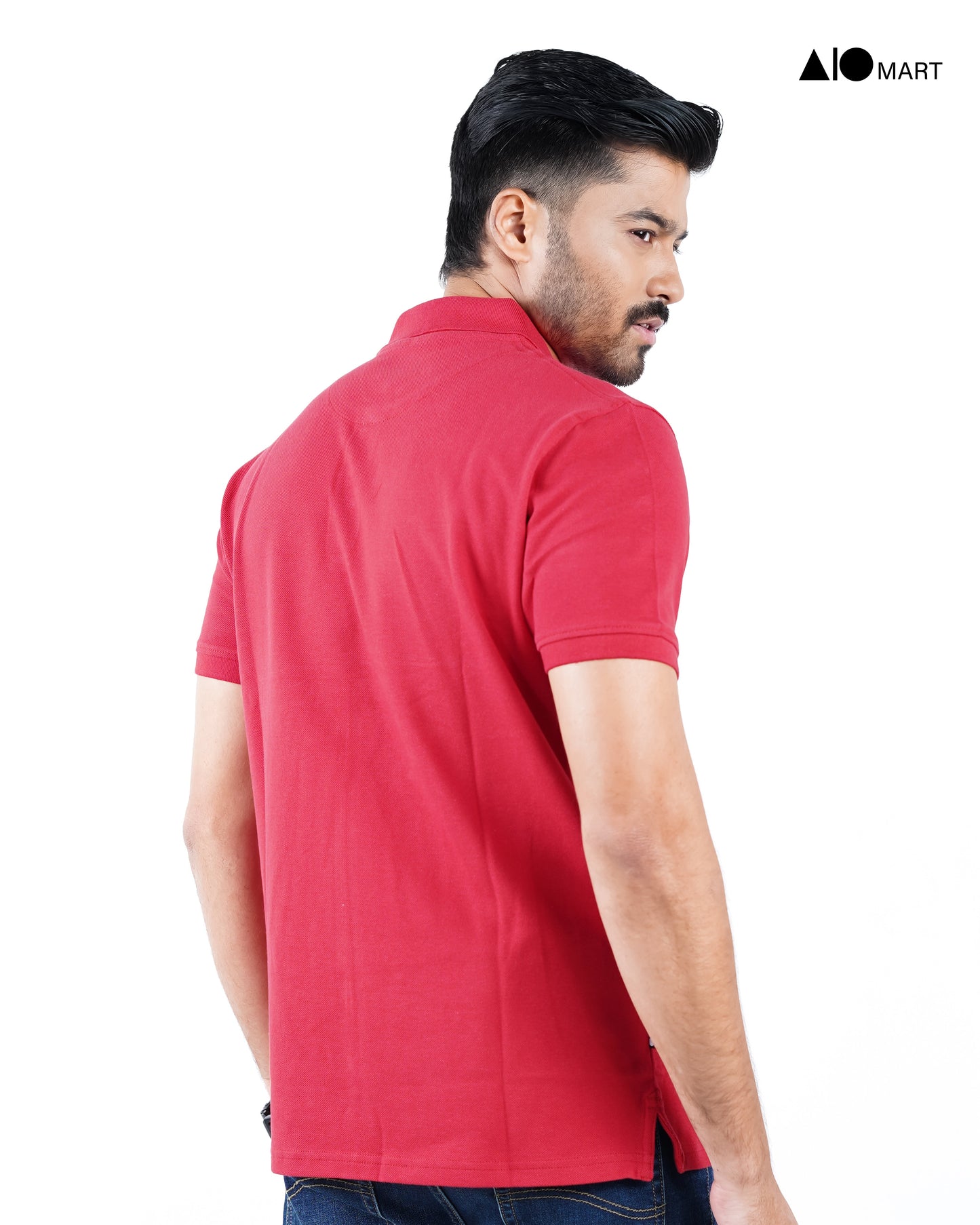 Men's Pique Cotton Polo Shirt (Red)
