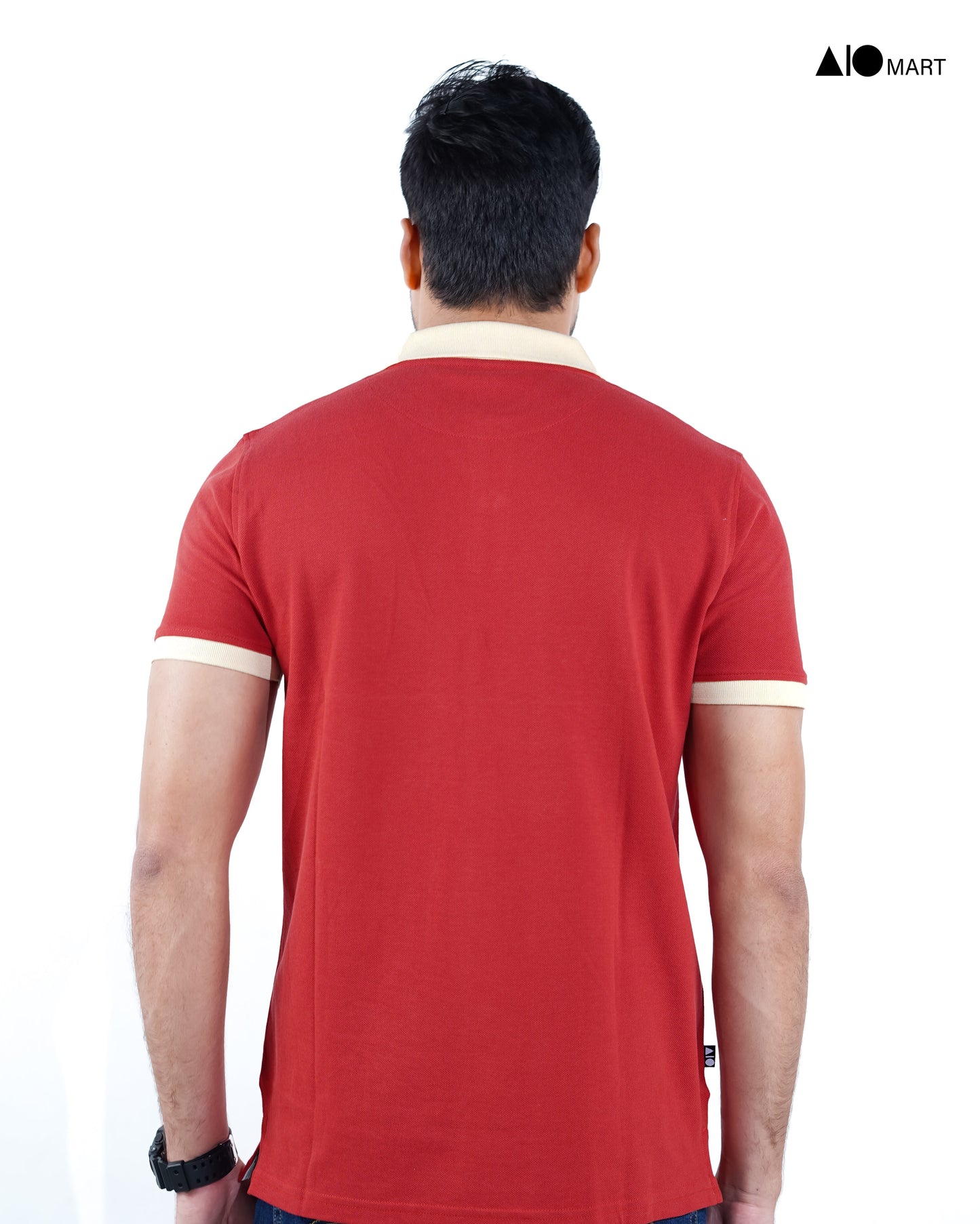 Men's Contrast Polo Shirt (Mexican Red)