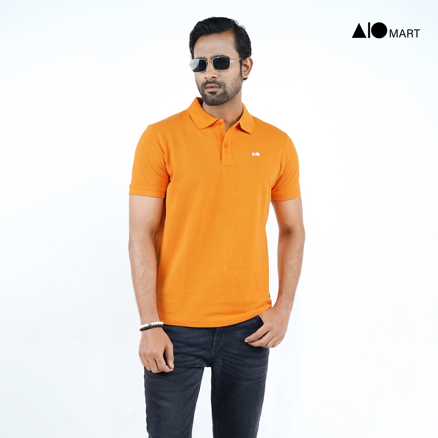 Men's Pique Cotton Polo Shirt (Orange)