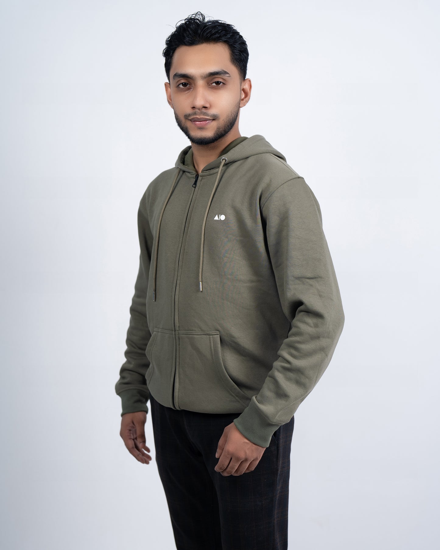 Men's Full Zipper Hoodie (Olive  Moss)