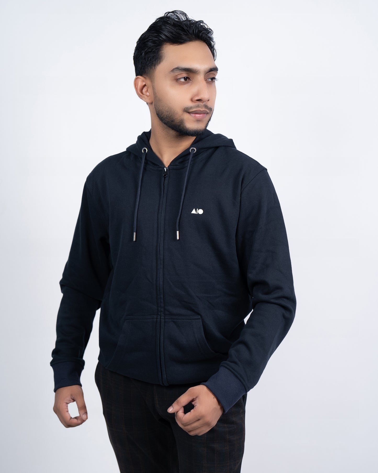 Men's Full Zipper Hoodie (Navy Blue)