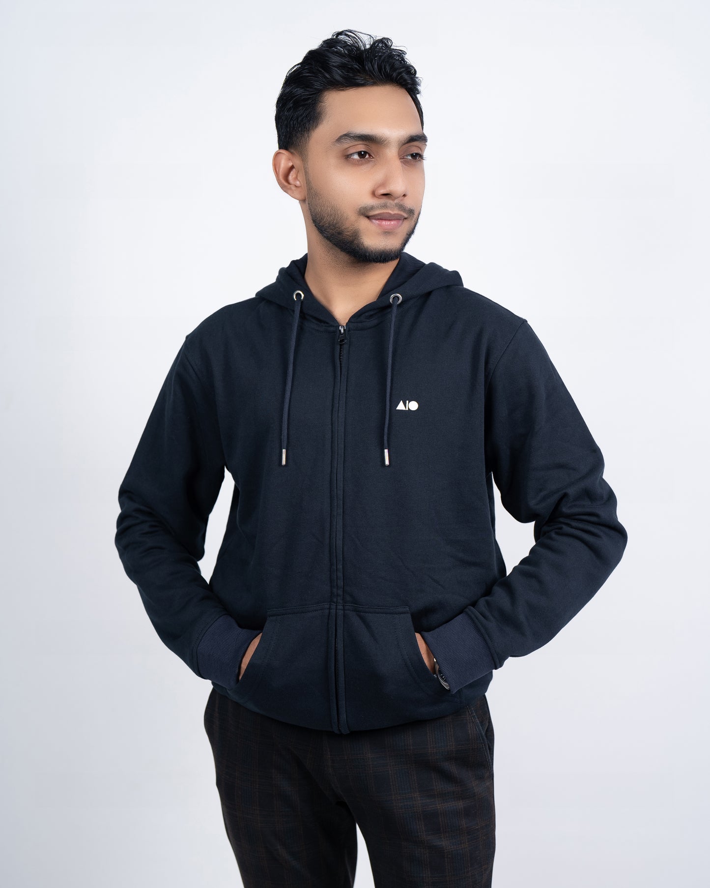 Men's Full Zipper Hoodie (Navy Blue)