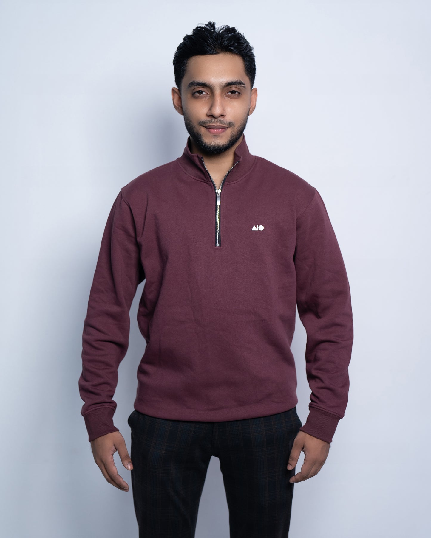 Short Zipper Sweatshirt - (Maroon)