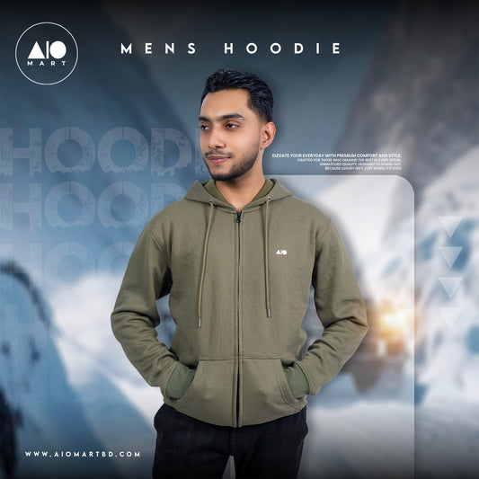 Men's Full Zipper Hoodie (Olive  Moss)