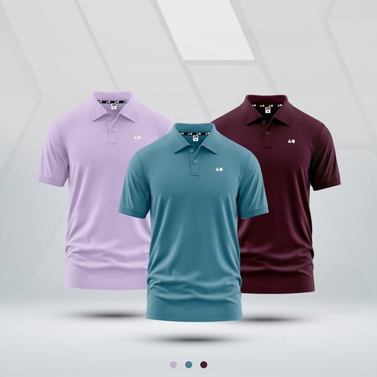 Men's Premium Polo Shirt - Combo (Purple Rose, Deep Blue & Maroon)