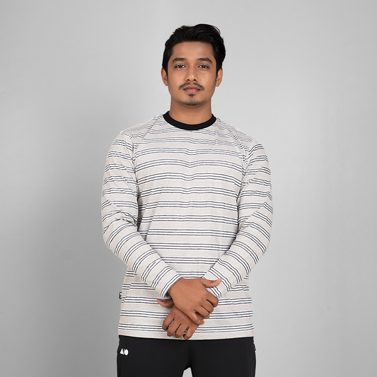 Mens Full Sleeve T-Shirt (Ash & Blue)