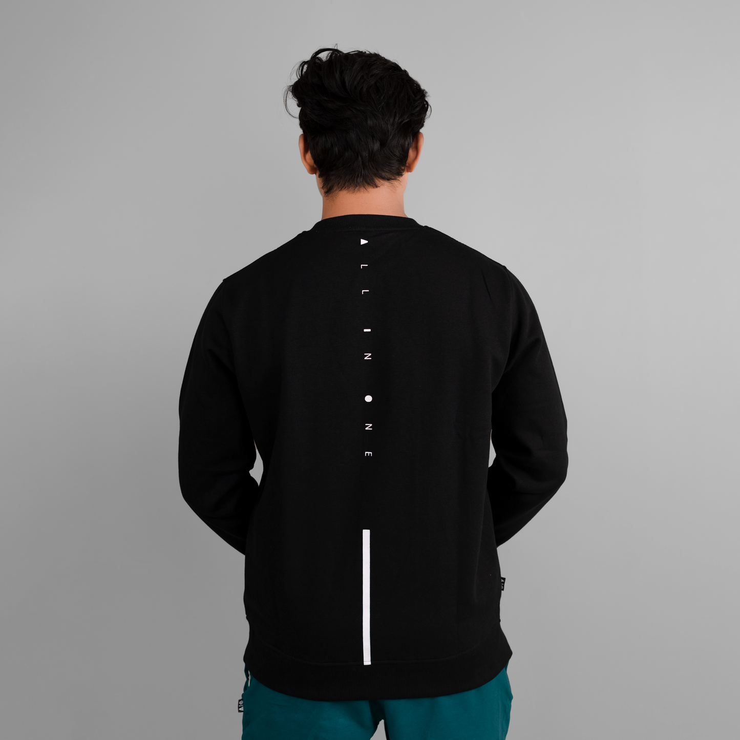 Mens Sweatshirt - Jet Black & Magenta