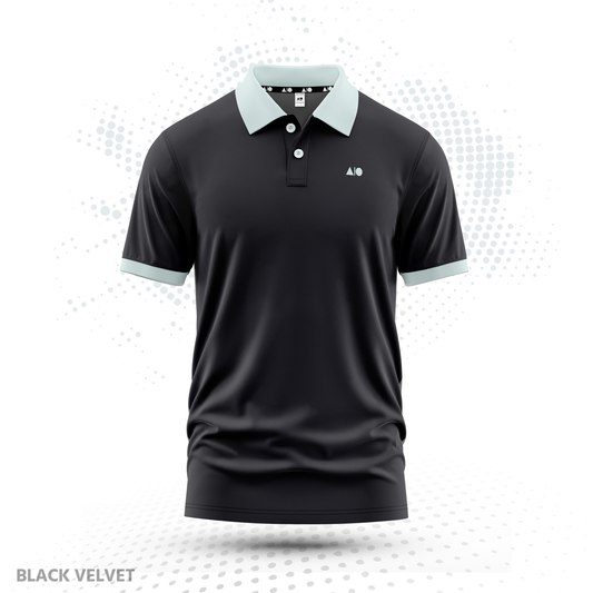 Men's Contrast Polo Shirt (Black Velvet)