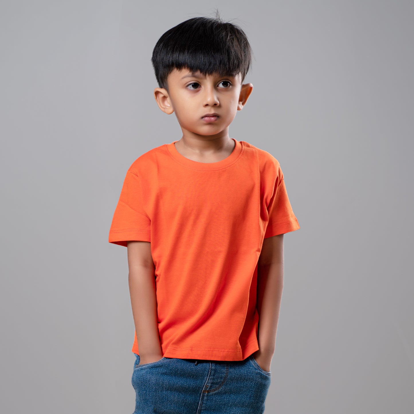 Kid’s premium Cotton T-Shirt - Any 3 From ( Peach, Light Blue, Irish Cream, Purple & Mock Orange)
