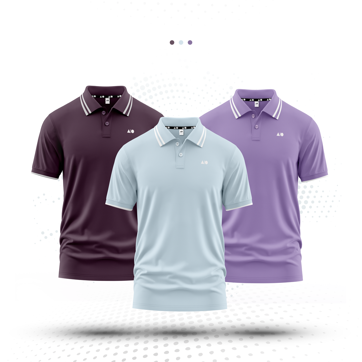 Men's Tipping Polo Shirt - Combo (Wine, Sky Blue & Purple)