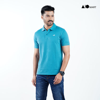 Men's Pique Cotton Polo Shirt (Light Blue)