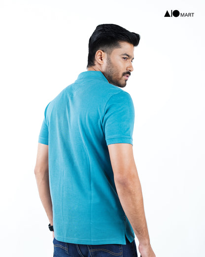 Men's Pique Cotton Polo Shirt (Light Blue)