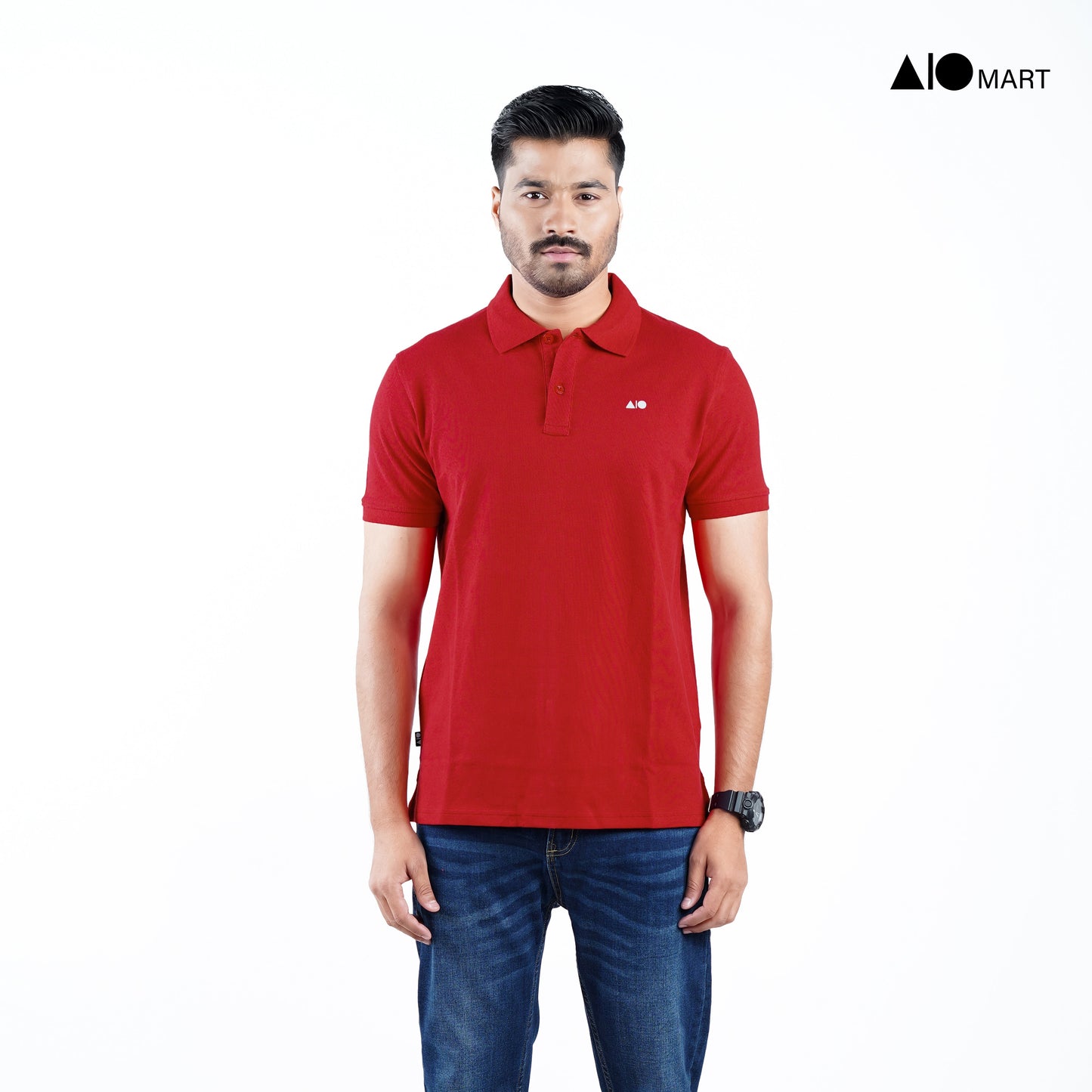 Men's Pique Cotton Polo Shirt (Red)