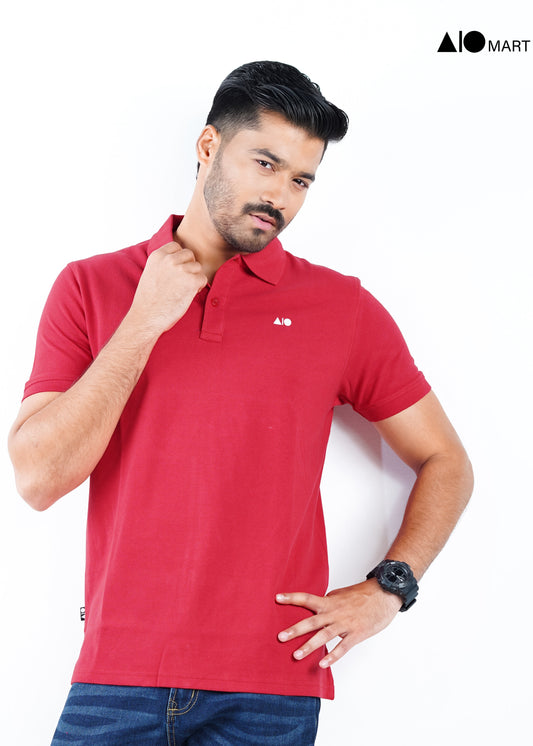 Men's Pique Cotton Polo Shirt (Red)