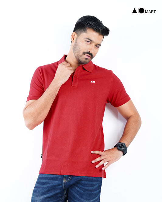 Men's Pique Cotton Polo Shirt (Red)