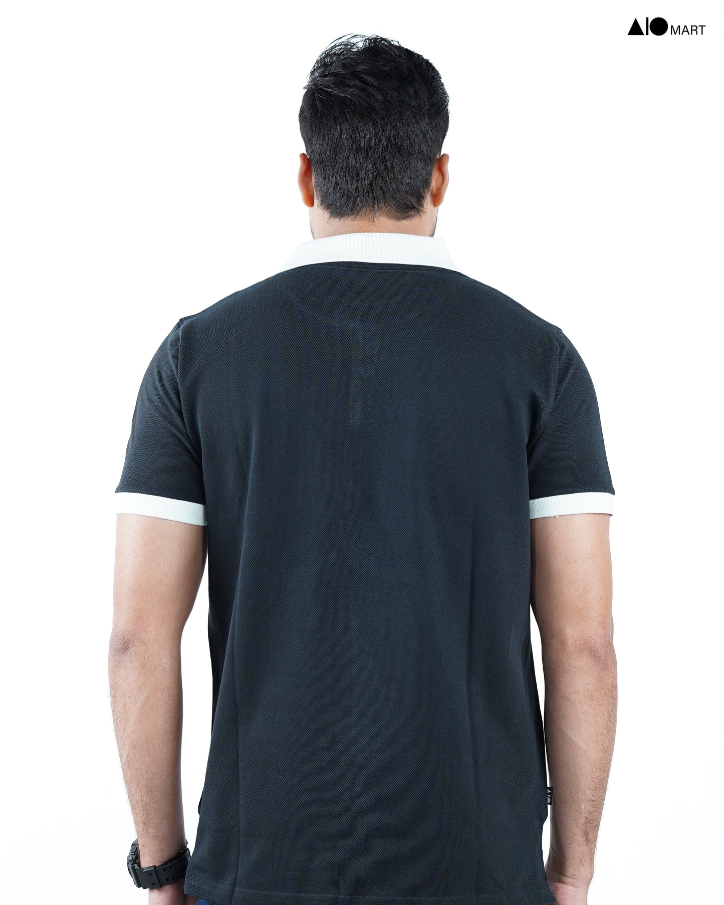 Men's Contrast Polo Shirt (Black Velvet)