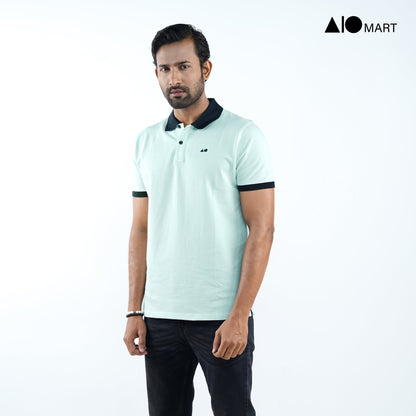 Men's Contrast Polo Shirt (Sky Blue)