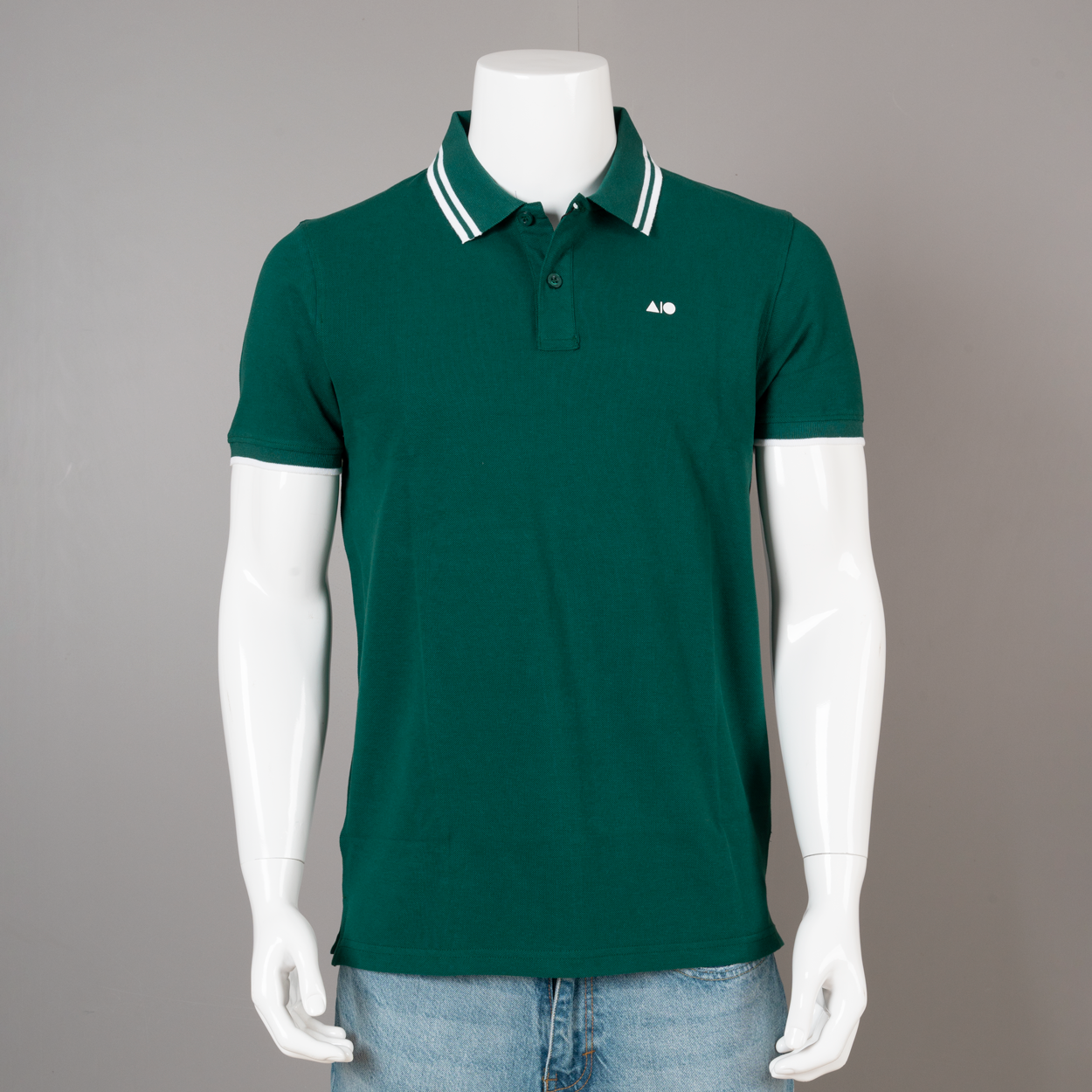Forest green polo shirt deals