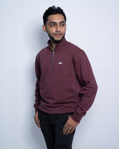 Short Zipper Sweatshirt - (Maroon)