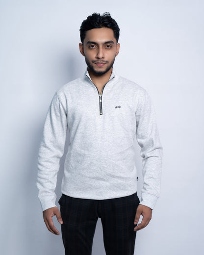 Short Zipper Sweatshirt - (Light Grey Milans)