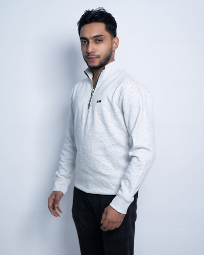 Short Zipper Sweatshirt - (Light Grey Milans)