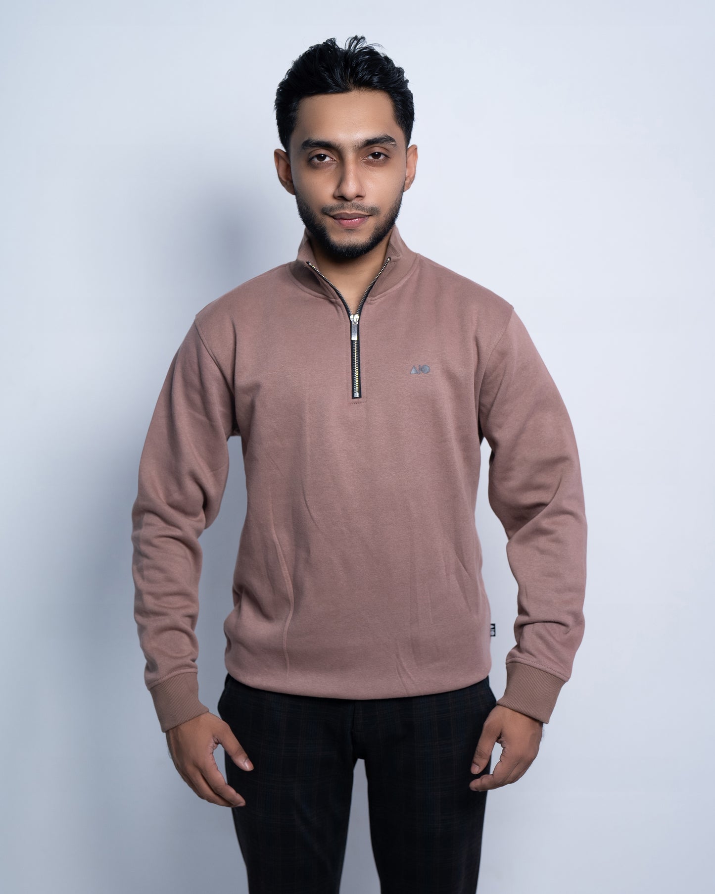 Short Zipper Sweatshirt - (Deep Stone)