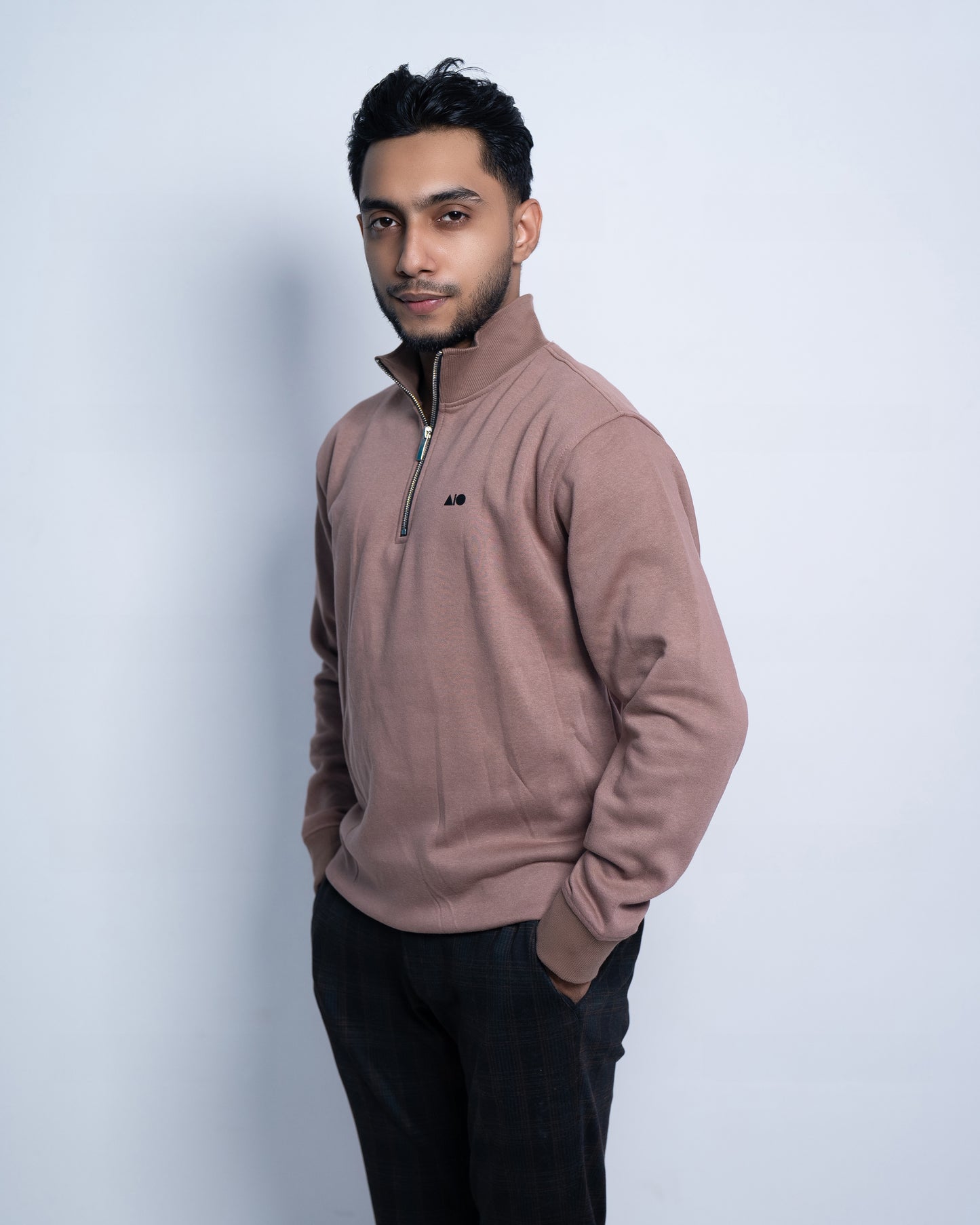 Short Zipper Sweatshirt - (Deep Stone)
