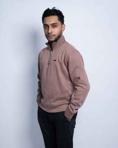 Short Zipper Sweatshirt - (Deep Stone)