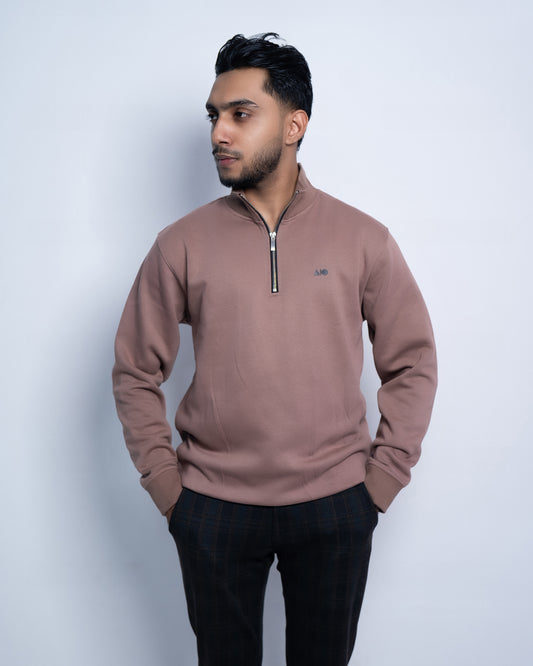 Short Zipper Sweatshirt - (Deep Stone)