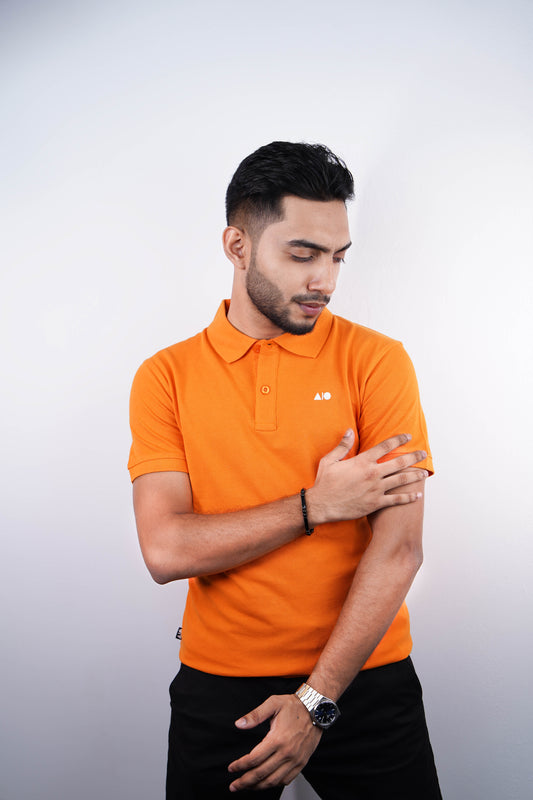 Men's Pique Cotton Polo Shirt (Orange)
