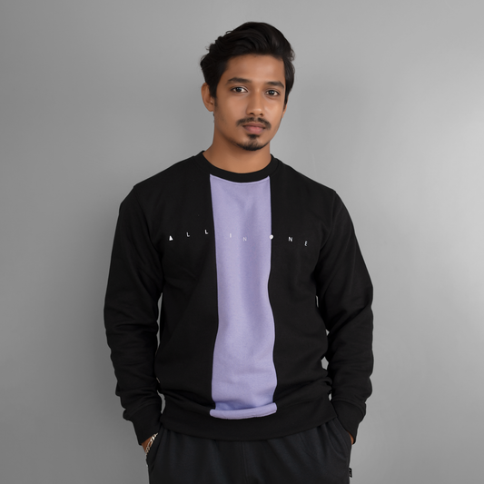 Mens Sweatshirt - Jet Black & Purple Rose