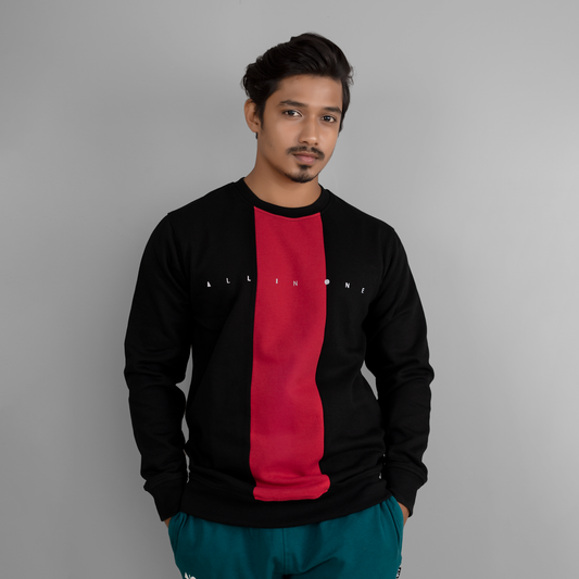Mens Sweatshirt - Jet Black & Magenta