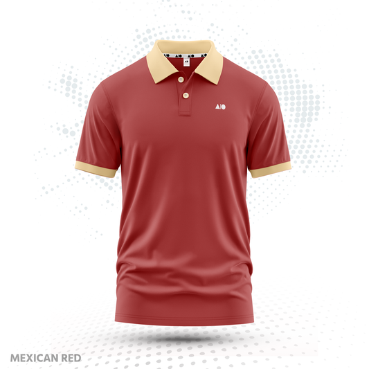 Men's Contrast Polo Shirt (Mexican Red)