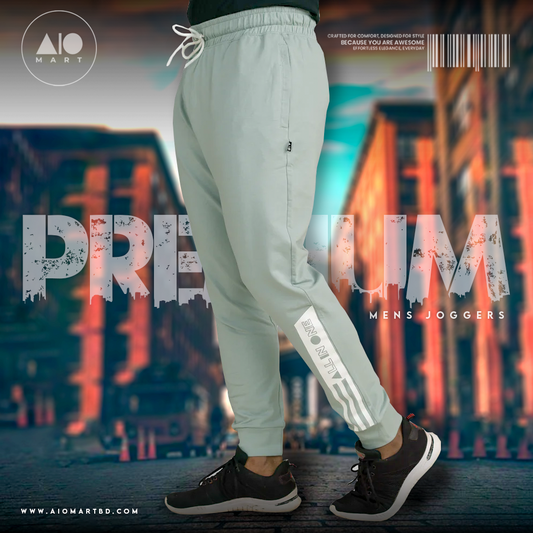 Men's Terry Cotton Joggers (Ash Blue)