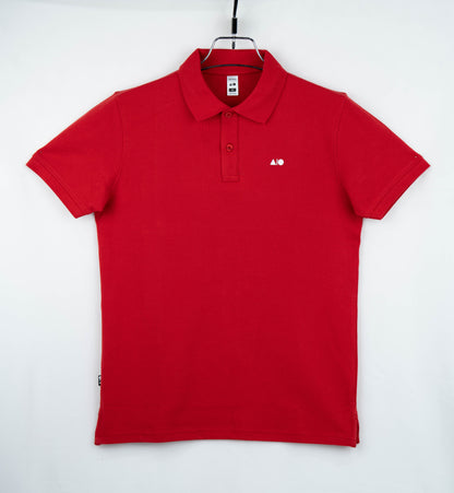 Men's Pique Cotton Polo Shirt (Red)