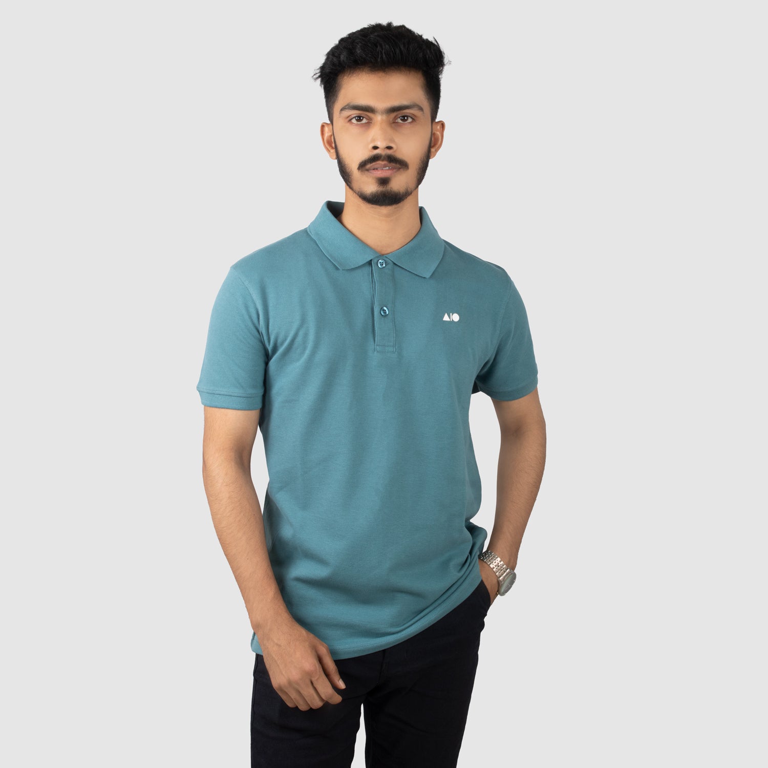 Mens teal polo best sale